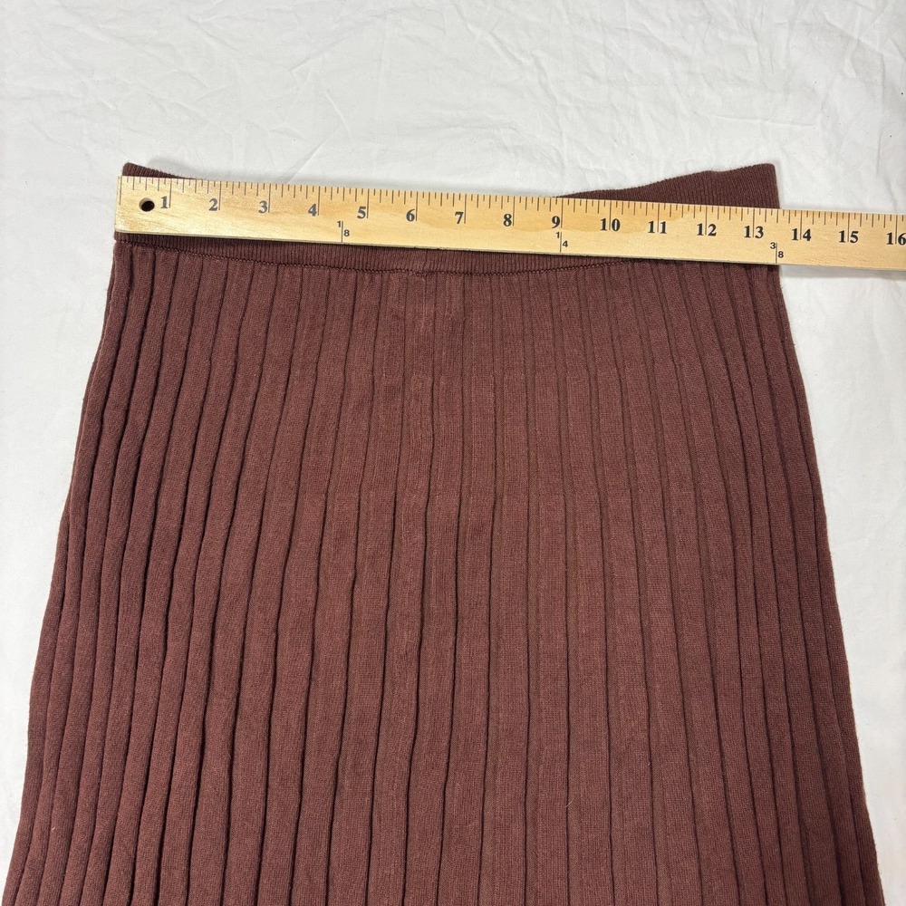 A New Day Womens Ribbed Knit Midi Skirt Burgundy Pleated Cozy Stretch Pull-On XL - Picture 6 of 7